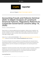 Accounting Frauds and Failures Seminar 2026: In-Depth Analysis of Landmark Financial Failures, Regulatory Reforms & Corporate Governance Lessons (May 14, 2026)