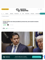 Trump claims Iran deal possible by tomorrow, but market remains skeptical