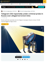 Russia Reportedly Investigates Telegram CEO Over Facilitating Terror
