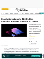 Revolut targets up to $200 billion valuation ahead of potential 2028 IPO