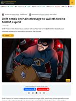 Drift Seeks Contact With The Hacker After $280M Exploit