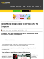 Trump Media Is Exploring a Utility Token for Its Ecosystem