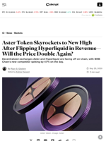Aster Token Skyrockets to New High After Flipping Hyperliquid in Revenue—Will the Price Double Again? - Decrypt