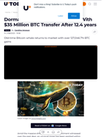 Dormant Bitcoin Whale Returns With $35 Million BTC Transfer After 12.4 years