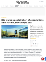IBM warns sales fall short of expectations amid AI shift, stock drops 25%