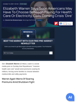 Elizabeth Warren Says Soon Americans May Have To Choose Between Paying For Health Care Or Electricity, Calls Coming Crisis 'Dire'  - Benzinga