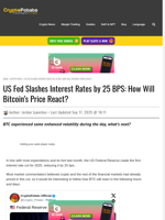 US Fed Slashes Interest Rates by 25 BPS: How Will Bitcoin's Price React?
