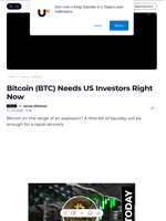 Bitcoin (BTC) Needs US Investors Right Now - U.Today