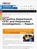 US Justice Department, CFTC end Polymarket investigations — Report - The Crypto News Wire