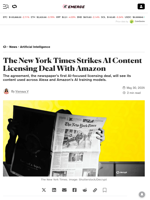 The New York Times Strikes AI Content Licensing Deal With Amazon - Decrypt