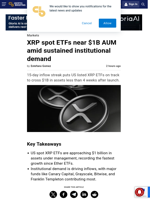 XRP spot ETFs near $1B AUM amid sustained institutional demand