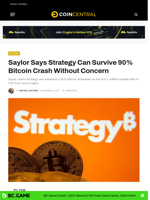 Saylor Says Strategy Can Survive 90% Bitcoin Crash Without Concern - CoinCentral