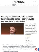 UEFA's push to unseat FIFA president Infantino could reshape sports' crypto and sponsorship landscape
