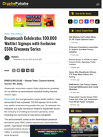 Dreamcash Celebrates 100,000 Waitlist Signups with Exclusive $50k Giveaway Series