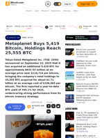 Metaplanet Buys 5,419 Bitcoin, Holdings Reach 25,555 BTC – News Bytes Bitcoin News