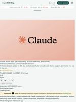 Claude mobile apps get multitasking, account switching, and CarPlay