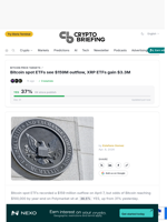 Bitcoin spot ETFs see $159M outflow, XRP ETFs gain $3.3M