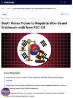 South Korea Moves to Regulate Won-Based Stablecoin with New FSC Bill