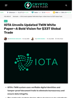IOTA Unveils Updated TWIN White Paper—A Bold Vision for $33T Global Trade - Crypto News Flash