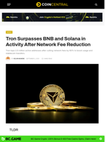 Tron Surpasses BNB and Solana in Activity After Network Fee Reduction
