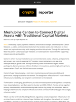 Mesh Joins Canton to Connect Digital Assets with Traditional Capital Markets