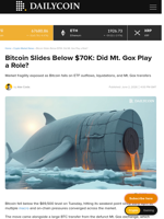 Bitcoin Slides Below $70K: Did Mt. Gox Play a Role? - DailyCoin