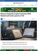 Binance Expands Crypto Payments With Mastercard Card Launch in CIS - TheNewsCrypto