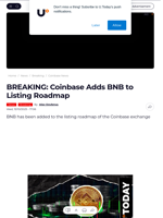 BREAKING: Coinbase Adds BNB to Listing Roadmap - U.Today