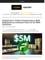PropiChain’s Token Presale Eyes a $5M Milestone as Investors Flock to its RWA Solutions