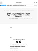 Ripple CEO Reveals Primary Reason Ripple Has Spent $3B in Acquisitions Since 2023