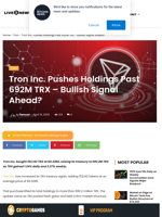 Tron Inc. Grows TRX Holdings Past 692M Tokens