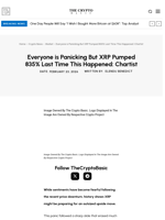 Everyone is Panicking But XRP Pumped 835% Last Time This Happened: Chartist