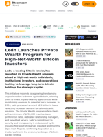 Ledn Launches Private Wealth Program for High-Net-Worth Bitcoin Investors – News Bytes Bitcoin News