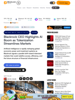 Blackrock CEO Highlights AI Boom as Tokenization Streamlines Markets – Featured Bitcoin News