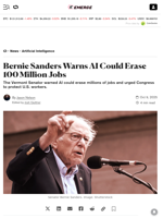 Bernie Sanders Warns AI Could Erase 100 Million Jobs - Decrypt