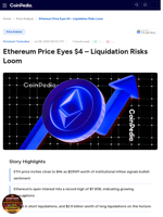 Ethereum Price Eyes $4 - Liquidation Risks Loom