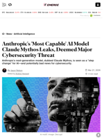 Anthropic's 'Most Capable' AI Model Claude Mythos Leaks, Deemed Major Cybersecurity Threat - Decrypt