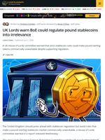 UK Lords Warn BoE on Strict GBP Stablecoin Rules