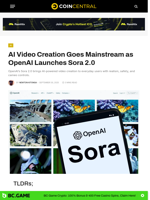 AI Video Creation Goes Mainstream as OpenAI Launches Sora 2.0 - CoinCentral