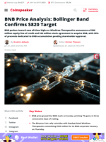 BNB Price Analysis: Bollinger Band Confirms $820 Target - Coinspeaker