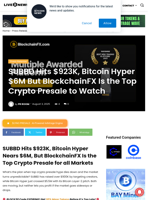 SUBBD Hits $923K, Bitcoin Hyper $6M But BlockchainFX Is the Top Crypto Presale to Watch | Live Bitcoin News