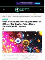Grok AI Uncovers Shocking Insider Leak: 2 Micro-Cap Cryptos Primed for a Parabolic x85 Explosion - Crypto News Flash