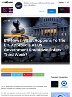 ETF News: What Happens To The ETF Approvals As US Government Shutdown Enters Third Week? | Live Bitcoin News