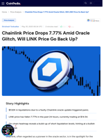 Chainlink Price Drops 7.77% Amid Oracle Glitch, Will LINK Price Go Back Up? 