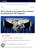 SEC to Decide on 16 Crypto ETFs in October Including Solana, XRP, Dogecoin