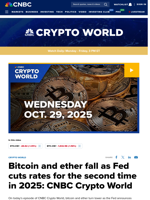 Bitcoin and ether fall as Fed cuts rates for the second time in 2025: CNBC Crypto World