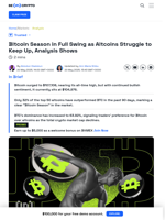 Bitcoin Season: BTC’s Rising Dominance Leaves Altcoins Behind