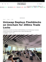 Uniswap Deploys Flashblocks on Unichain for 200ms Trade Locks - 