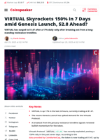 VIRTUAL Jumps 150% in a Week After Genesis Launch — Headed to $2.8?