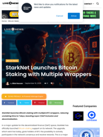 StarkNet Launches Bitcoin Staking with Multiple Wrappers | Live Bitcoin News